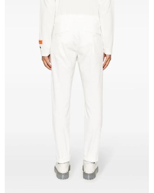 Dondup White Tapered Cotton Blend Chinos for men