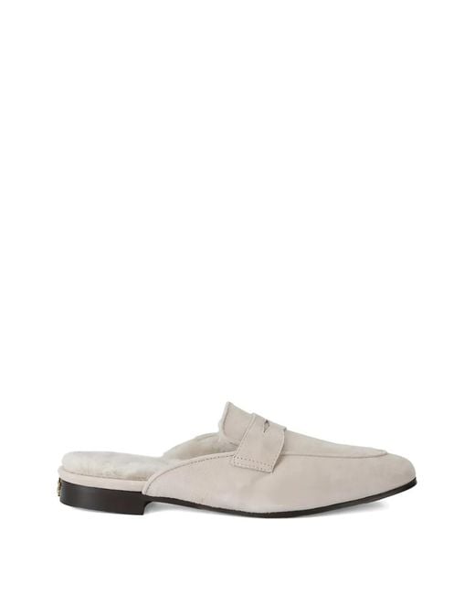 Bougeotte White Nomad Suede Shearling Slippers