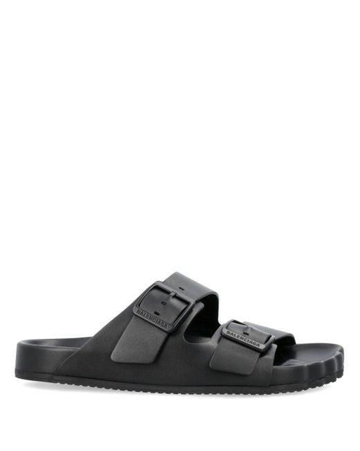 Balenciaga Black Sunday Leather Sandals for men
