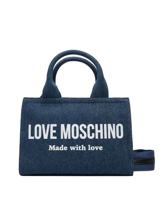 Love Moschino Blue Logo-Detail Tote Bag