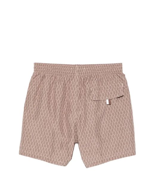 Canali Pink Patterned Drawstring Swim Shorts for men
