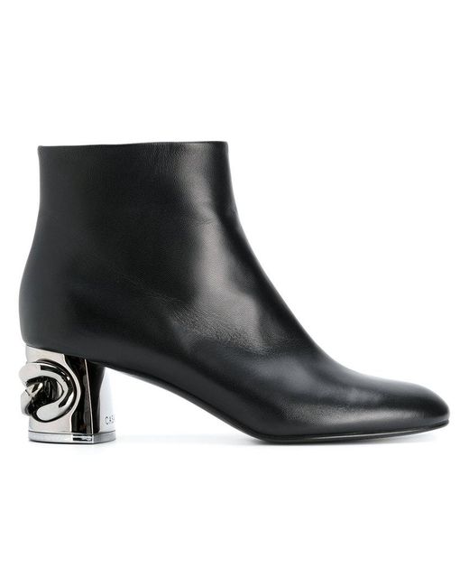 Casadei Black Chain Heel Ankle Boots