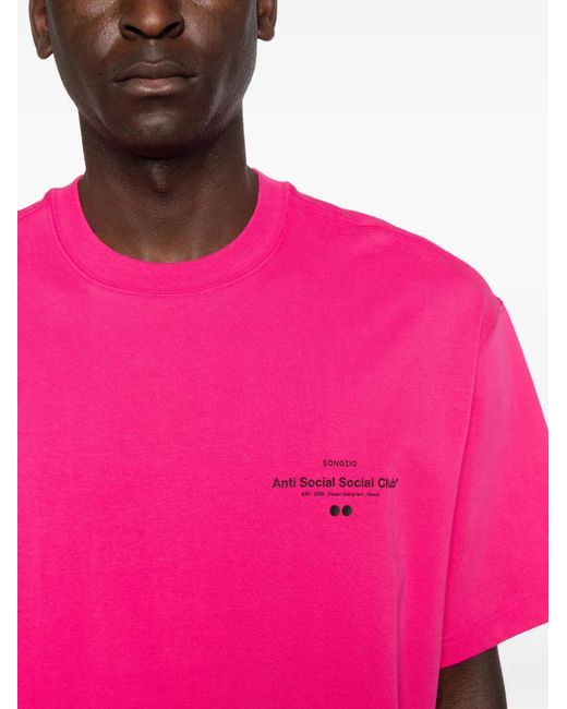 ANTI SOCIAL SOCIAL CLUB Pink X Songzio Logo-Print Short-Sleeve T-Shirt for men
