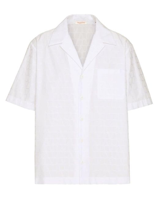 Valentino Garavani Toile Iconographe Katoenen Overhemd in het White voor heren