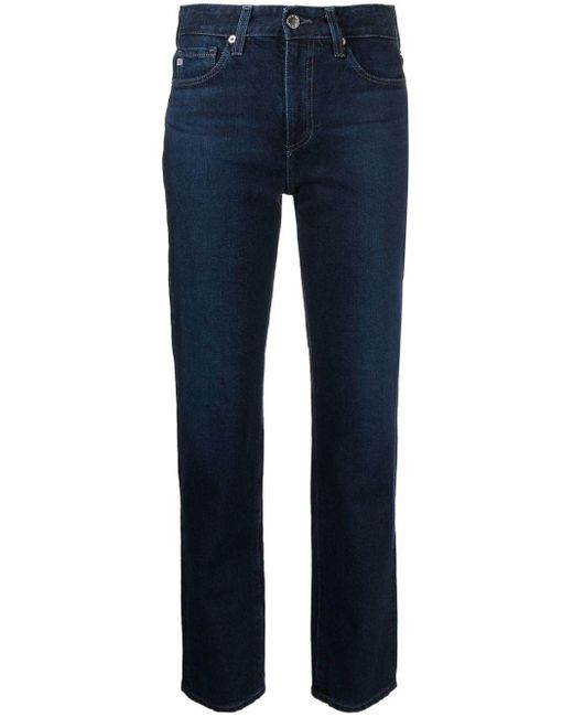 AG Jeans Mid-rise Straight-leg Jeans in Blue | Lyst UK