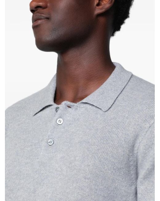 Drumohr Gray Long-Sleeve Polo Shirt for men