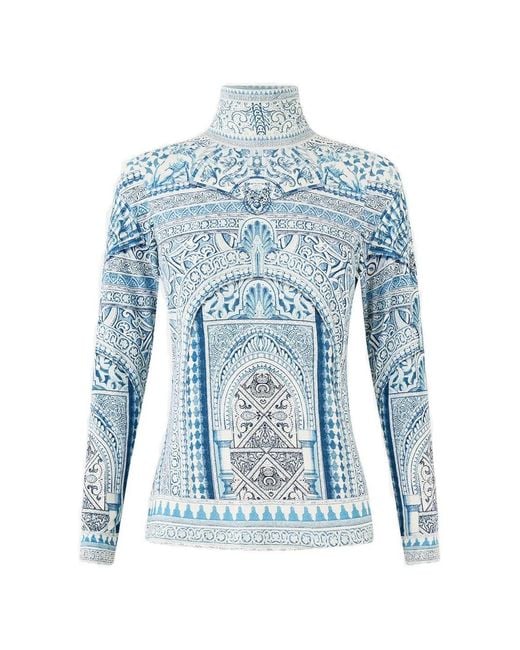 Camilla Blue Patterned Turtleneck T-Shirt