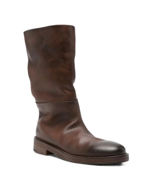 Marsèll Brown Distressed-Effect Leather Boots
