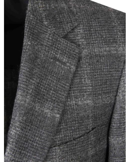 Canali Gray Check-Pattern Single-Breasted Blazer for men