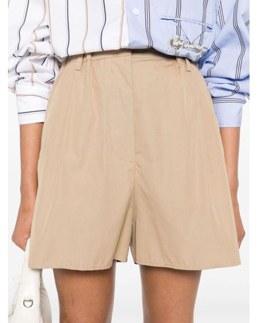 Prada Natural High-waist Cotton Shorts