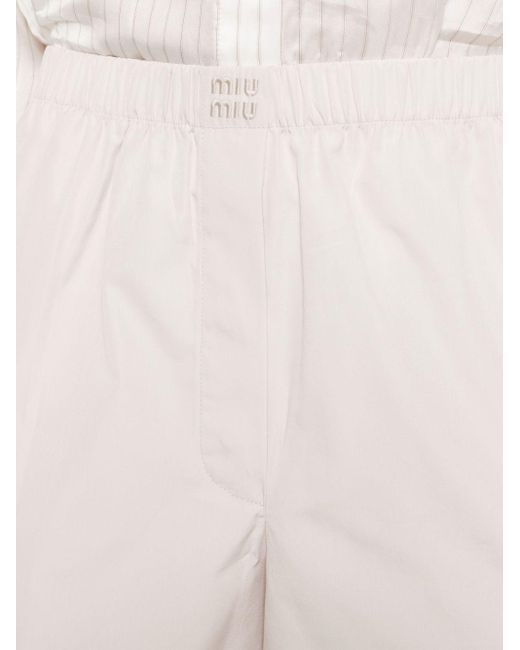 Miu Miu White Logo-embroidered Cotton Boxer Shorts