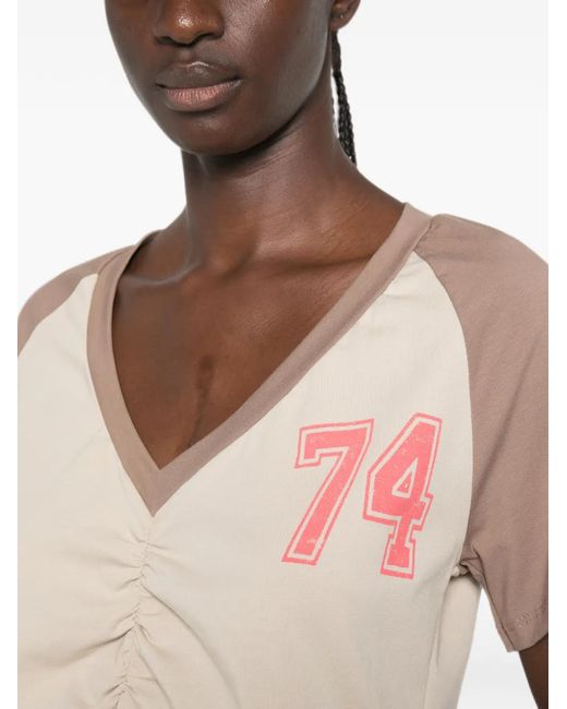 ViCOLO Natural Ruched Raglan-Sleeve T-Shirt