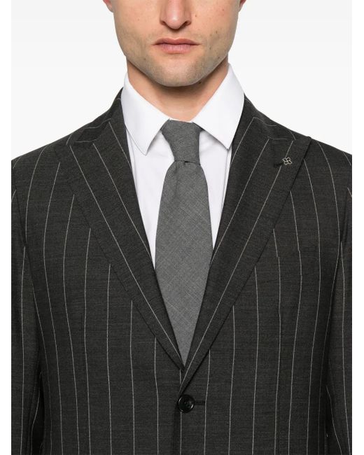 Tagliatore Black Pinstriped Suit for men