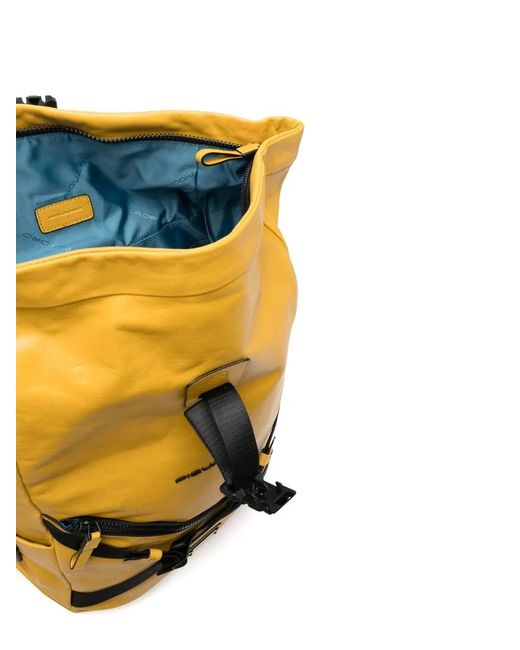 Piquadro Yellow Debossed-Logo Detail Backpack for men