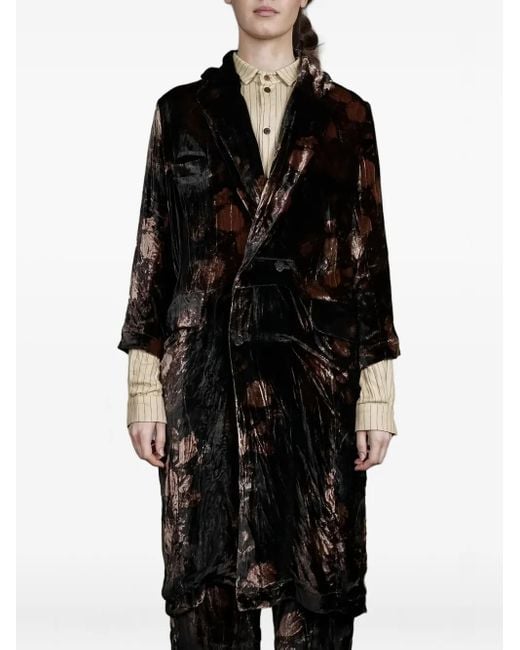 Aleksandr Manamïs Black Double-Breasted Velvet Coat