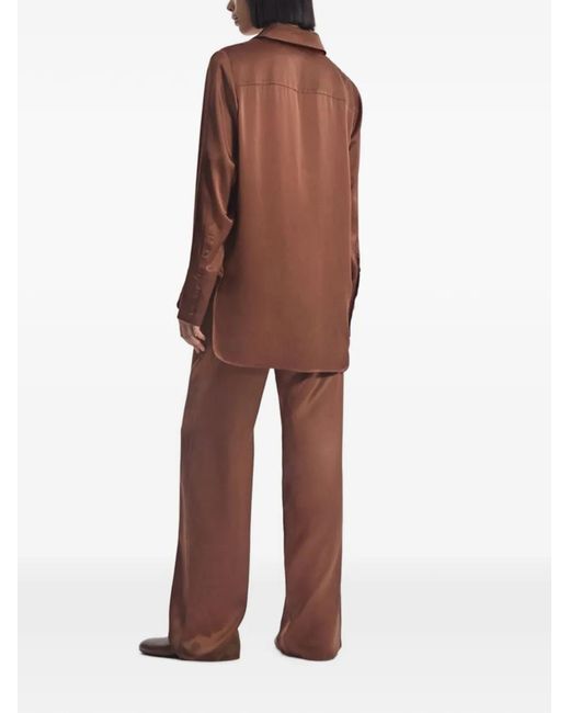 Co. Brown Elasticated Straight-Leg Trousers