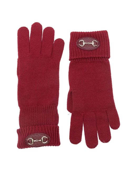 Gucci Red Horsebit Gloves