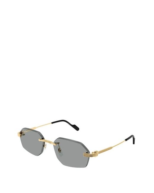 Cartier Metallic Rimless Geometric-Frame Sunglasses