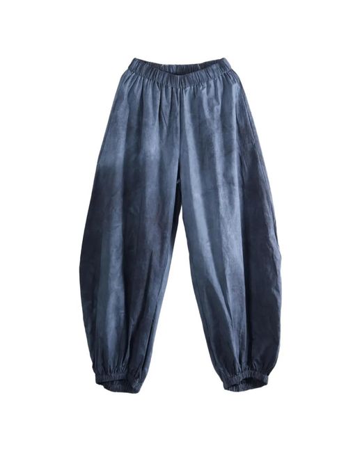 Cortana Blue Elasticated-Cuff Balloon Trousers