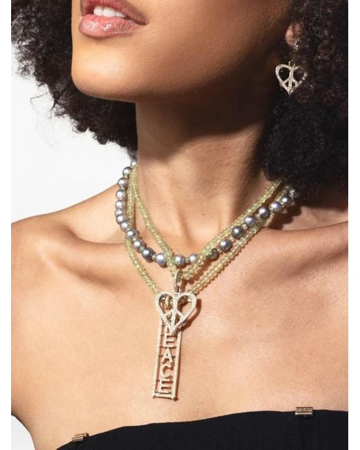 Loree Rodkin Green Medium 14K Diamond Peace-Heart Charm