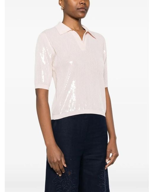 Twinset Pink Polo Shirt Topwith Sequins