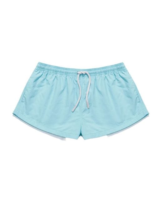 Mainless Blue Drawstring Beach Mini Shorts