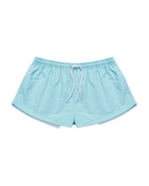 Mainless Blue Drawstring Beach Mini Shorts