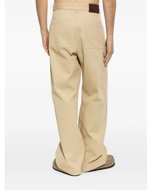Loewe Natural Embroidered-Logo Cotton Trousers for men