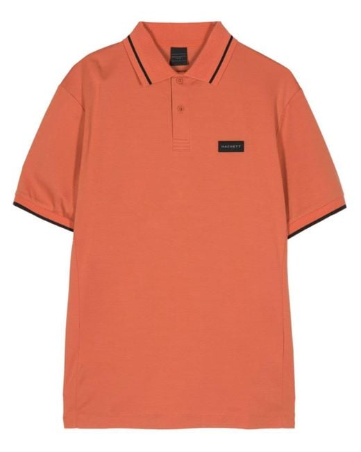 Hackett Poloshirt mit Logo-Print in Orange für Herren