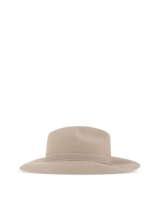 Fay White Wide-Brim Logo-Plaque Hat