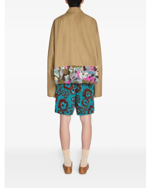 Dries Van Noten Blue Sequin-Embellished Shorts for men