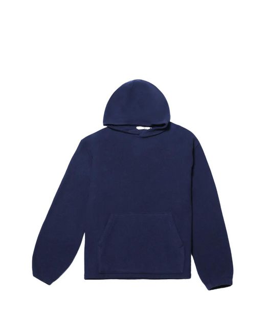 Rier Blue Fleece-Texture Pouch-Pocket Hoodie for men