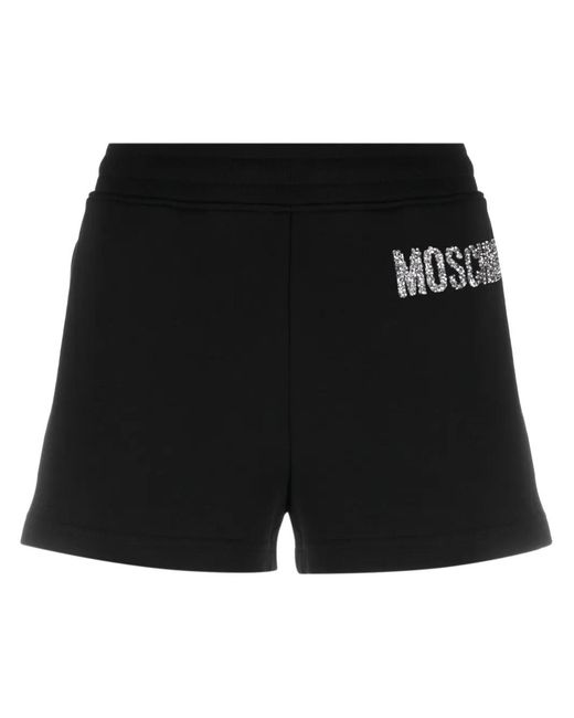 Moschino Black Logo-Embellished Organic Cotton Shorts