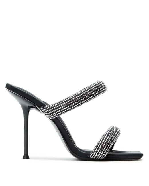 Alexander Wang White Stiletto Sandals With Crystal Embellishments