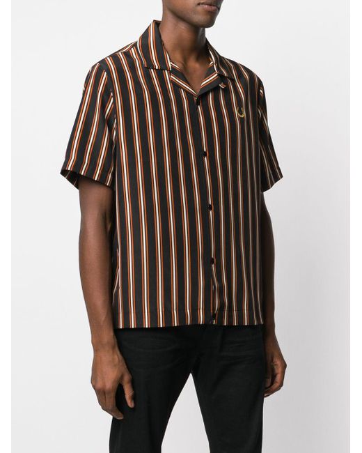 Fred Perry X Miles Kane Striped Bowling Shirt in Brown for Men | Lyst UK
