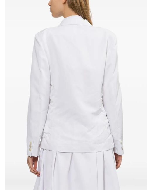 Comme des Garçons White Notched Lapels Buttoned Jacket