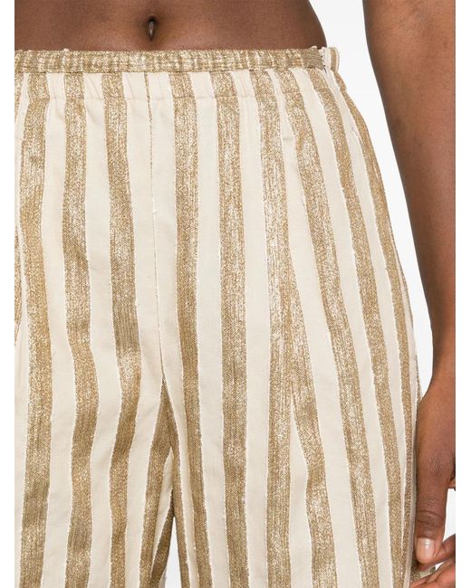 Forte_forte Natural Linen And Cotton Blend Lurex Striped Pants