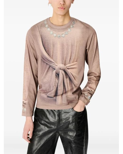 MARINE SERRE Brown Trompe L'Oeil Top for men