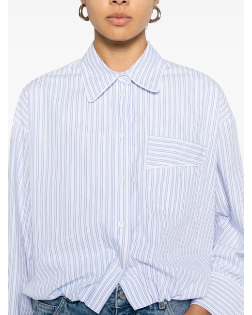 Sandro White Strip-Pattern Shirt