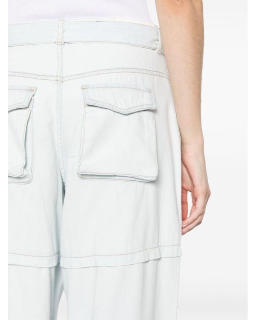Pantalon cargo à taille ceinturée Pinko en coloris White