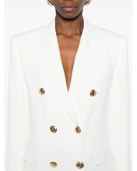 Elisabetta Franchi White Double-Breasted Blazer