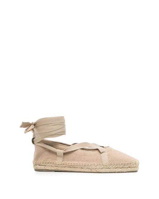 Castaner White Tie-Fastening Flat Espadrilles