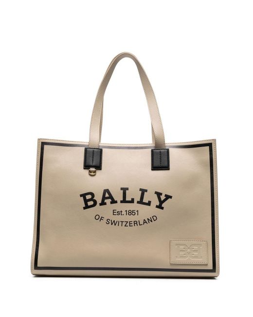 Bally Crystal Leather Tote Bag in Natural | Lyst