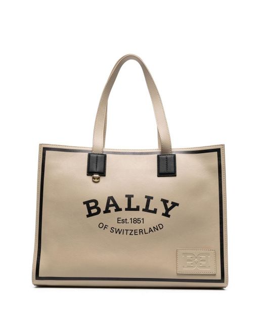 Bally Crystal Leather Tote Bag in Natural Lyst