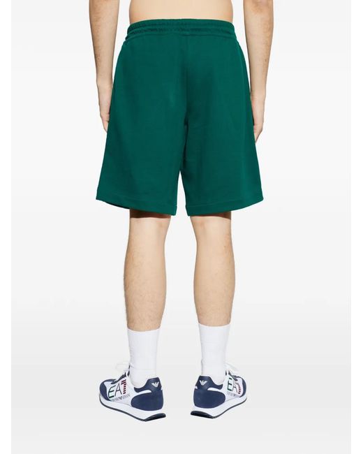 EA7 Green Logo-Print Track Shorts for men