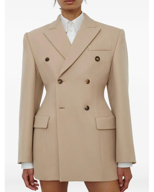 Wardrobe NYC Natural Double-Breasted Blazer