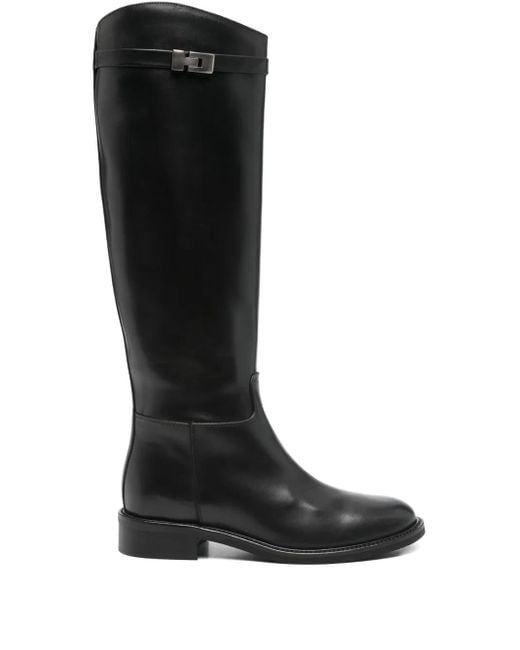 Julie Dee Black 30Mm Buckle-Fastening Leather Boots