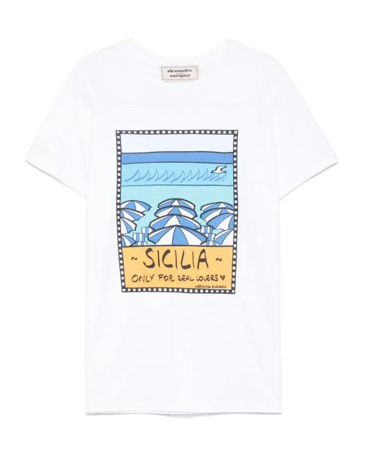 ALESSANDRO ENRIQUEZ プリント Tシャツ Blue