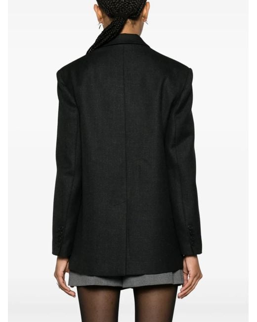 Blanca Vita Black Gasteria Wool Blend Single-Breasted Blazer