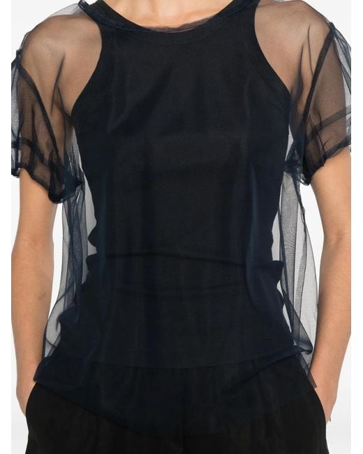 Susanne Bommer Gray Sheer Short-Sleeve T-Shirt